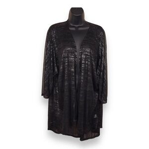 LARGE LULAROE BLACK SILVER SHRUG LIGHTWEIGHT GOTH FLOWY